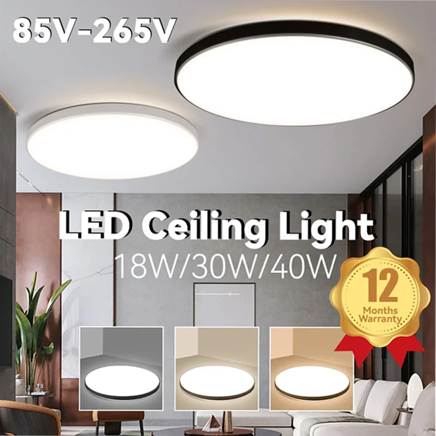 Luzes led modestas lâmpadas de teto à prova dip44 água ip44 110v 220v alta luz para luzes da sala estar 18w/30w/40w ultra fino luz teto