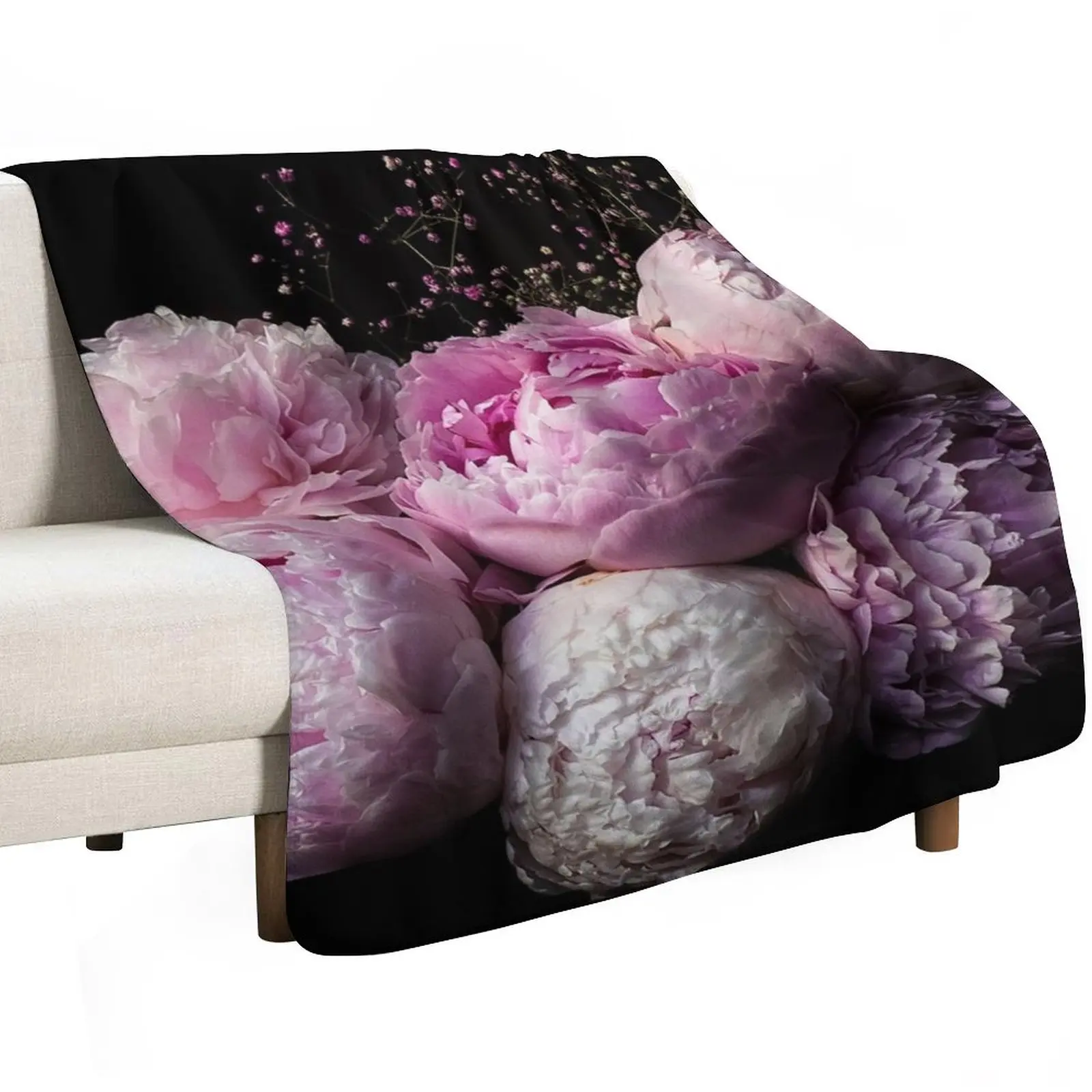 Peony in Pink Throw Blanket Luxury Thicken Hairy Softest sofa bed blankets ands Soft Big Blankets