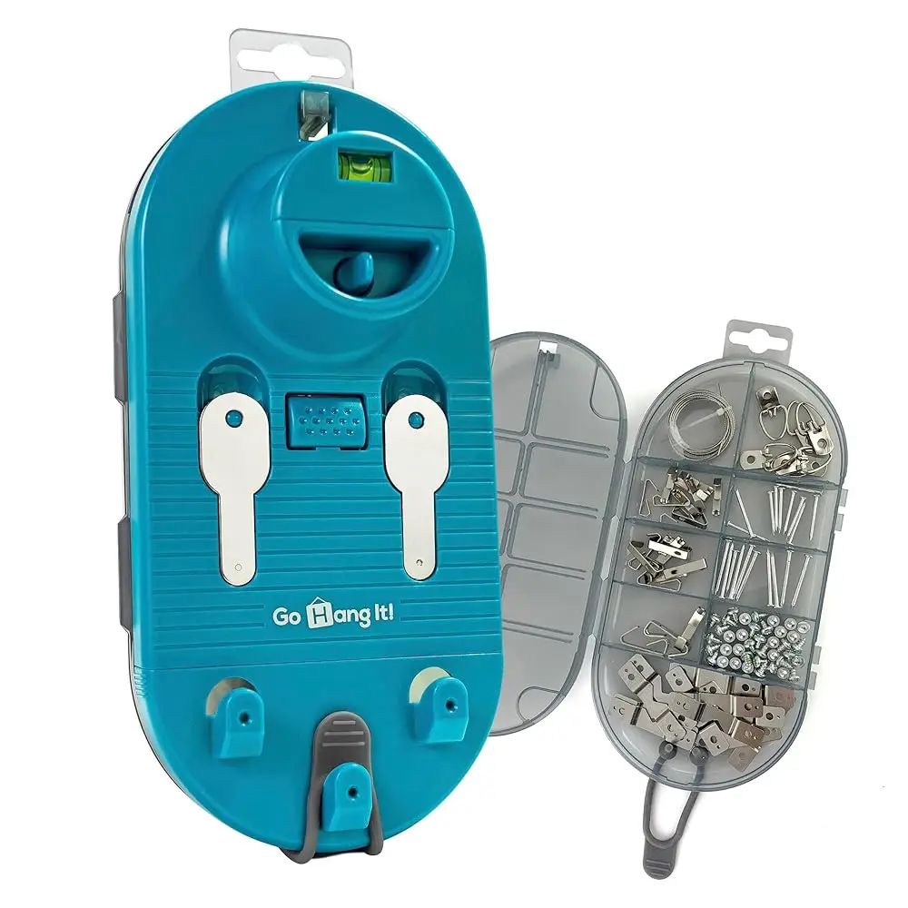 

Pro, All-In-One Picture Hanging Kit - Picture Leveling And Hanging Tool - Hang Sawtooth/Wire Hangers - Wall Hanging Kit And