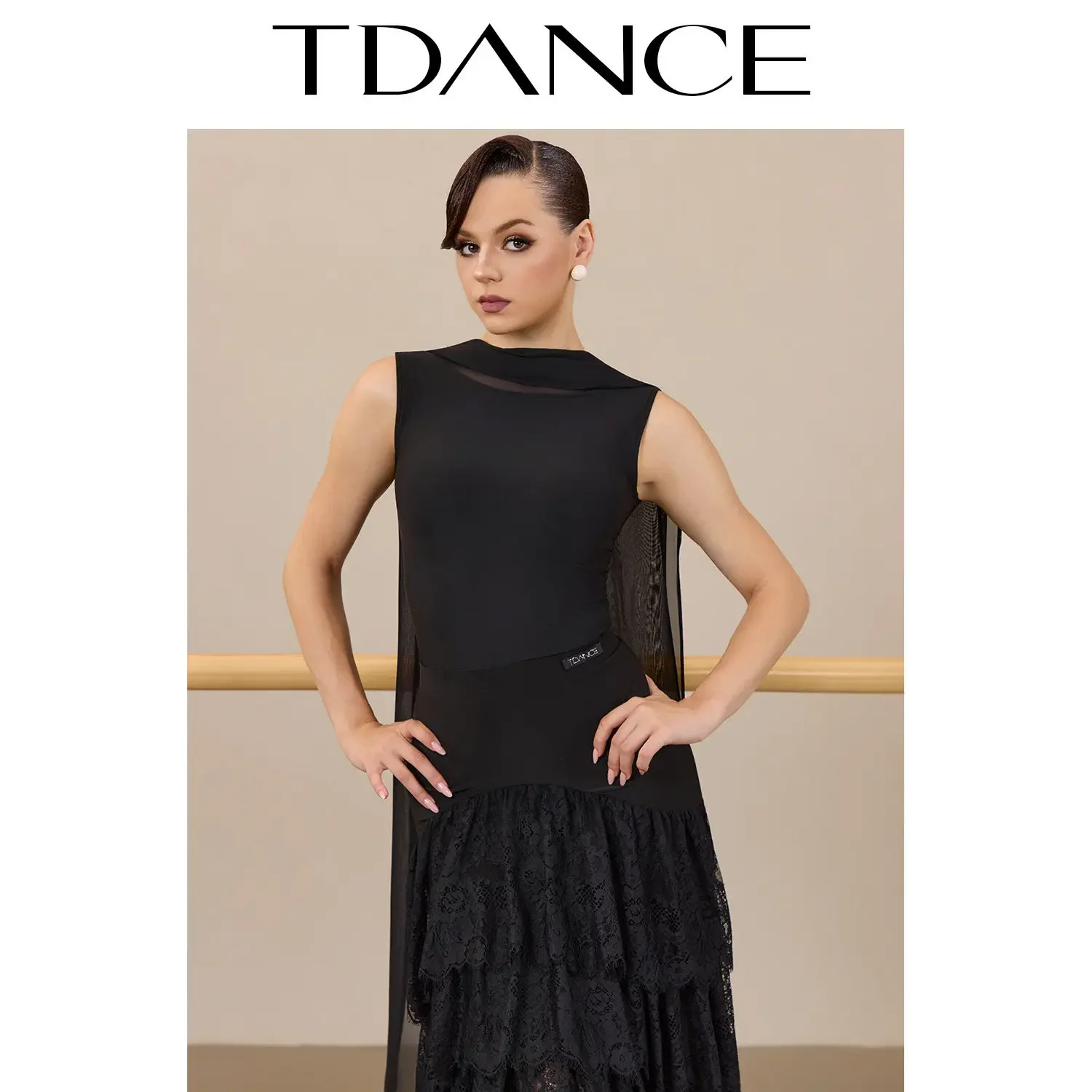 Customized TDANCE Modern Dancer [Long Drifting Yarn Combo Top] Dripping and Flowing Balloom Practice Dance Dress Adult JM-373