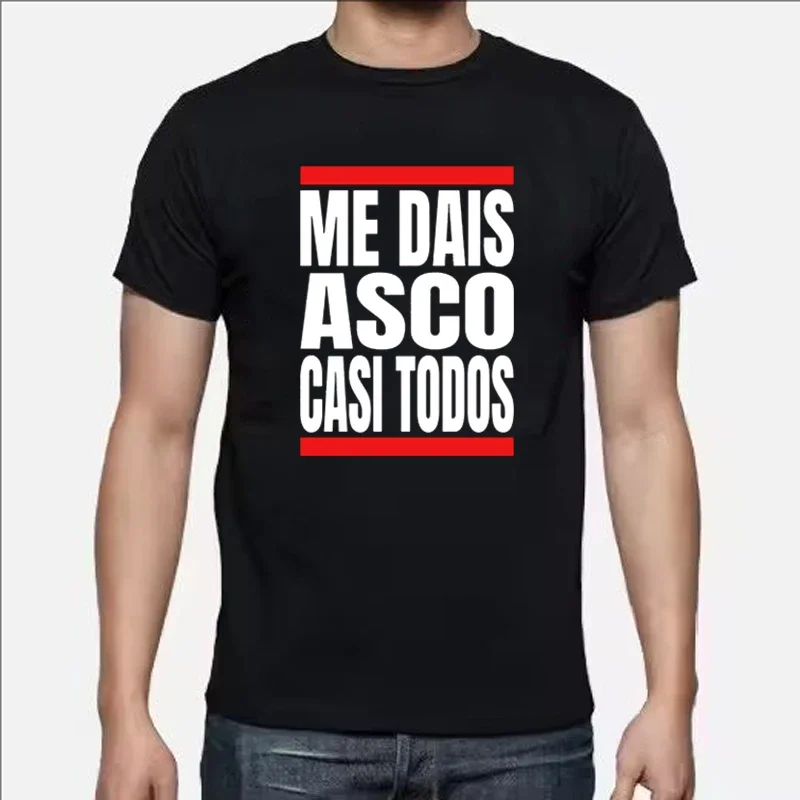 

Men Me Dais Asco Casi Todos Letter Print Tshirt Men Women Casual Loose Streetwear Round Neck Short Sleeve Top Cotton Clothing