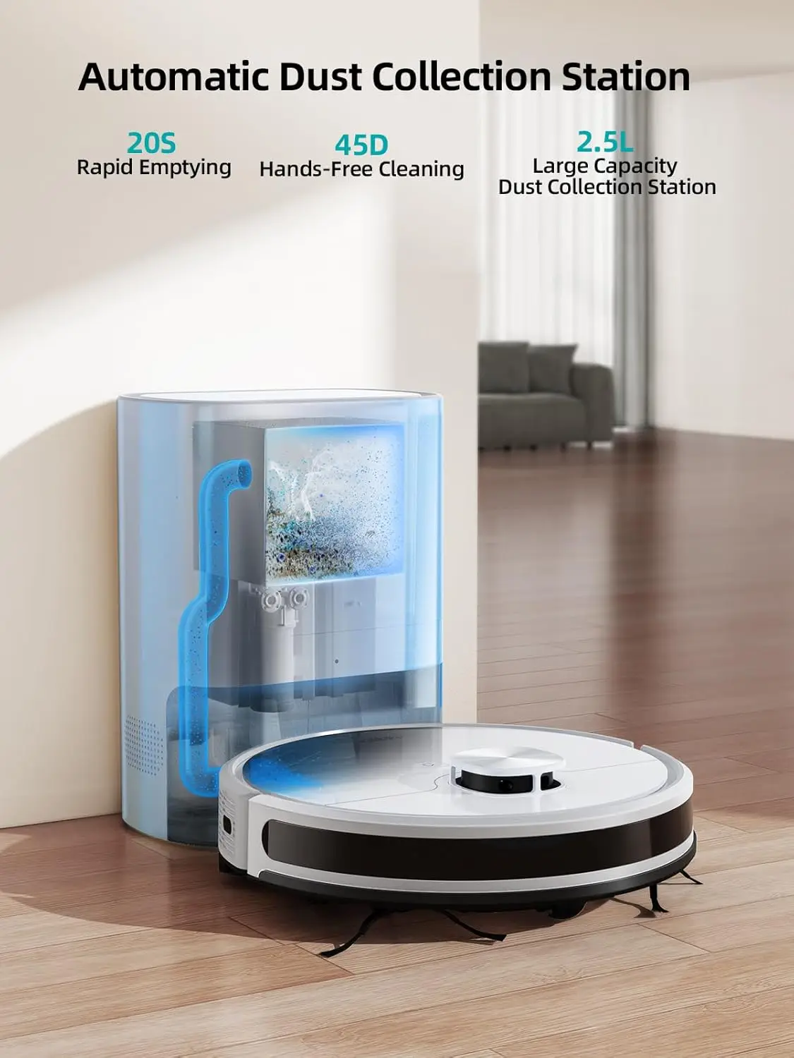 Robot Vacuum And Mop,Self-Emptying Robot Vacuum Cleaner,3500Pa Suction,Laser Navigator With Smart Mapping Robotic