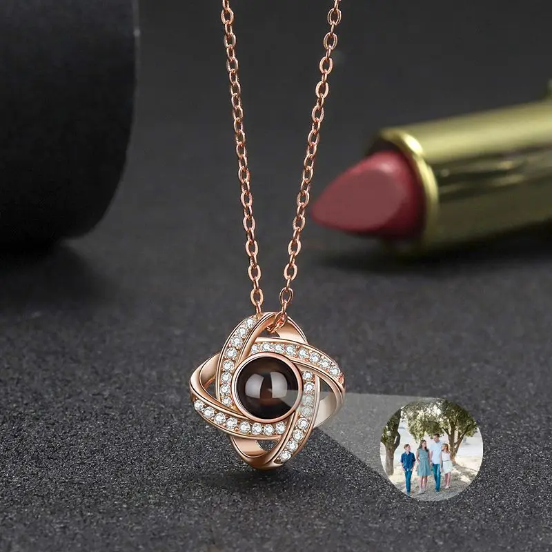 2024 New Customized Photo Projection Necklace Personalized Photo Necklace Women Pendant Necklace Memories Jewelry Birthday Gift
