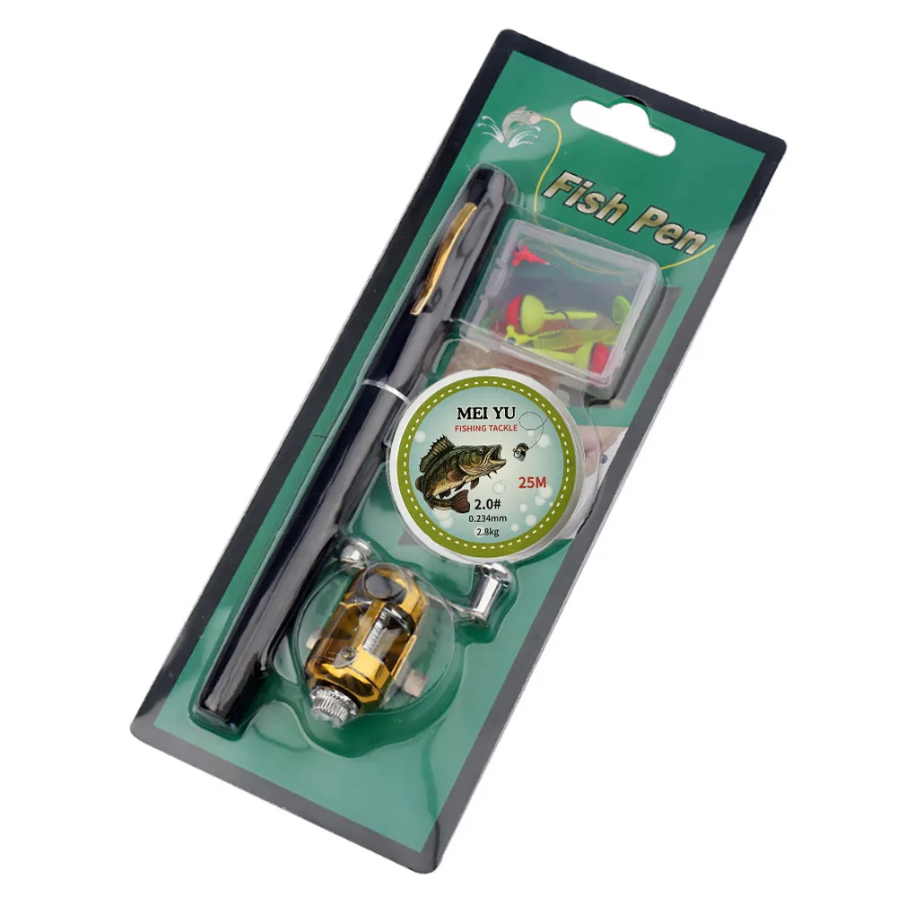 compact fishing pole Pen Sized 55 Inch Mini Pocket Travel Rod Set For Ice Fly Sea Saltwater And Freshwater Grab And Go Portable Collapsible Aluminum Rod And and does not fade 55.1" Telescopic Pen Fishing Rod