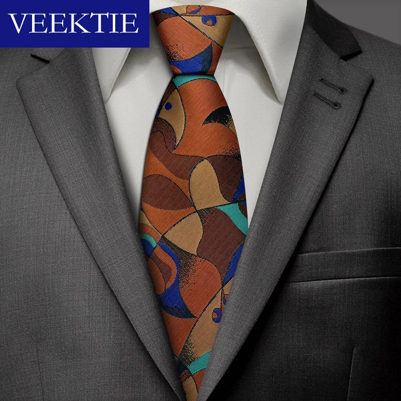 VEEKTIE Brand Korean Formal Business Hand Tie 8cm Neckties For Men Floral Green Purple Blue Multicolor Suit Office Wedding Retro