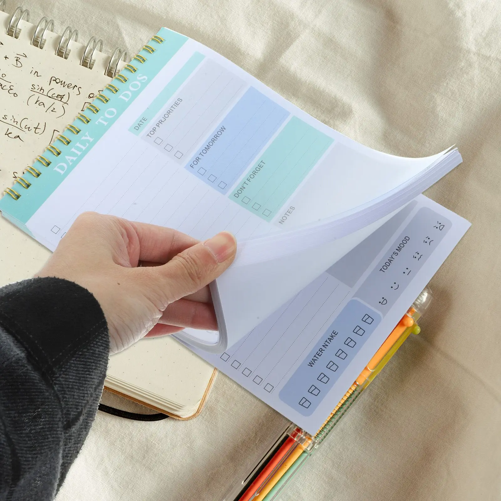 Cuadernos para el trabajo Horario de doble bobina Desgarro Planificación Bloc de notas Páginas Pestañas El