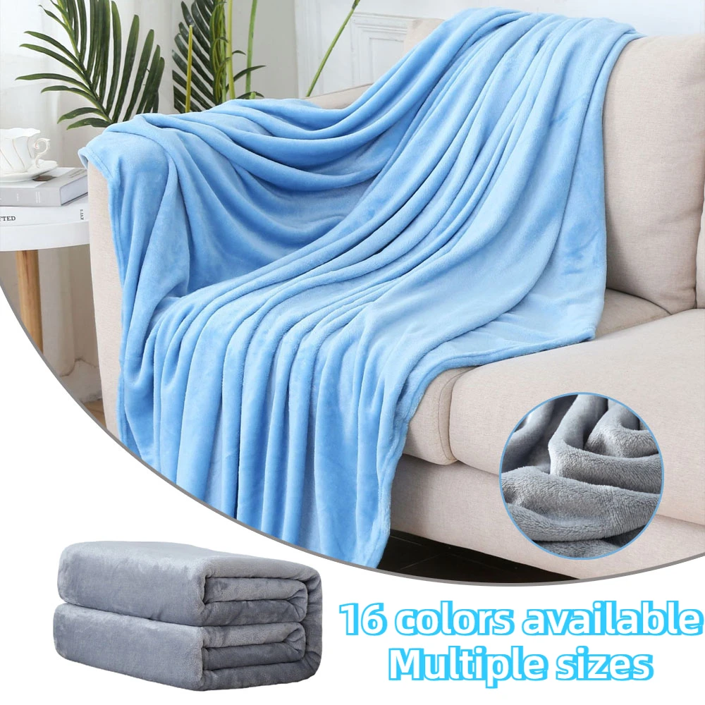 1pc Solid Color Flannel Blankets Sofa Napping Blanket Air Conditioning Blanket Home Multifunctional Covers Soft and Comfortable