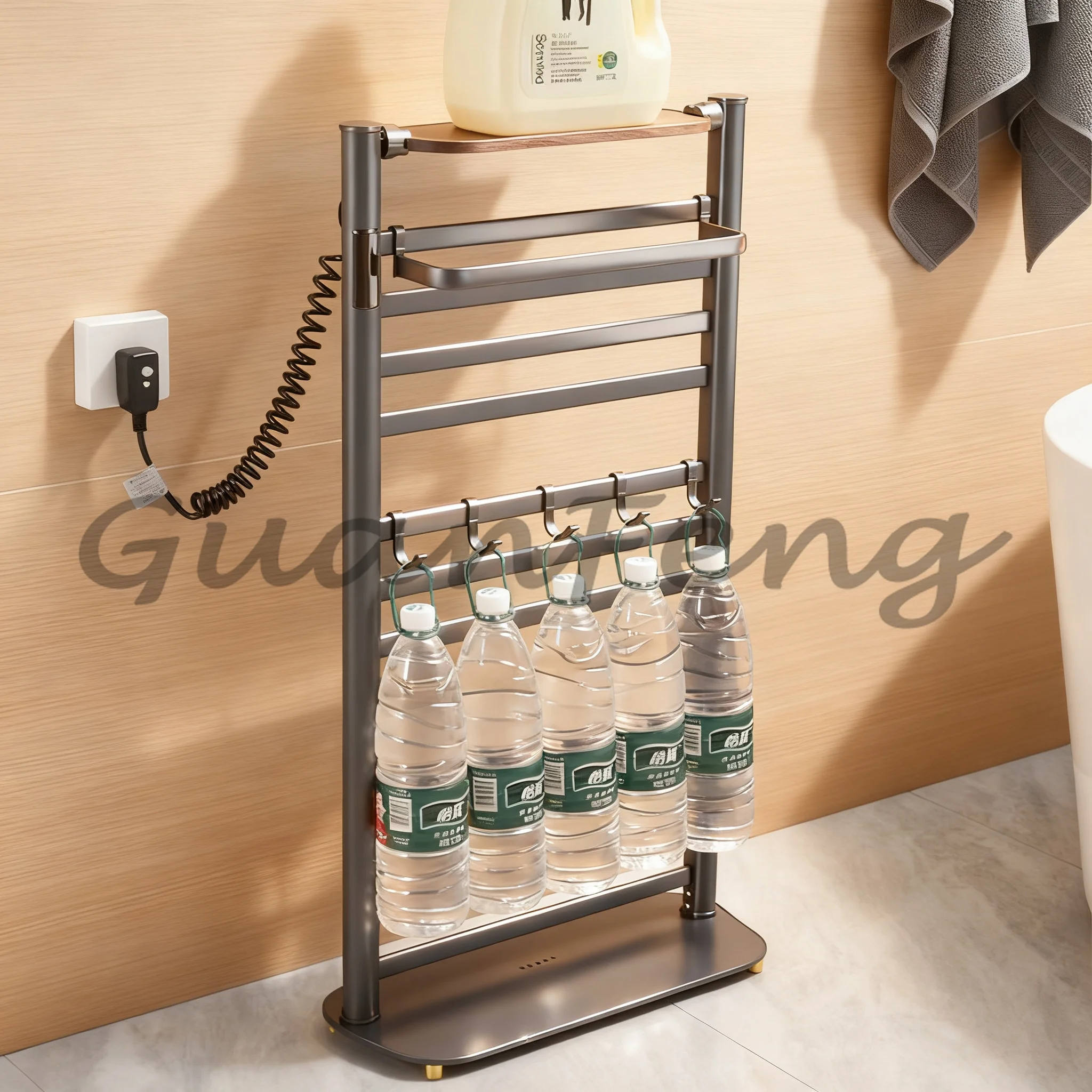 Smart Freestanding Aluminum Heated Towel Rack, Electric Sanitizing Towel Warmer, Fast Drying Rail for Bathroom Use
