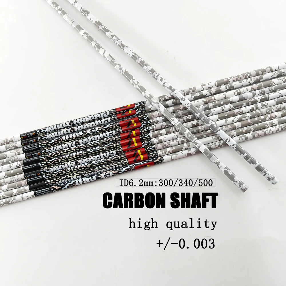 

Pinals ID6.2mm 30Inch Carbon Arrow Shaft Compound Recurve Bow Longbow Hunting Shooting Spine300/340/400 12Pcs