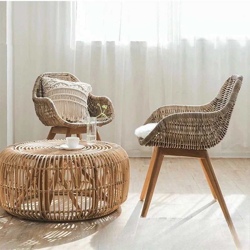 vine homestay coffee table ins rattan weaving corner table creative side table living room balcony round small tea