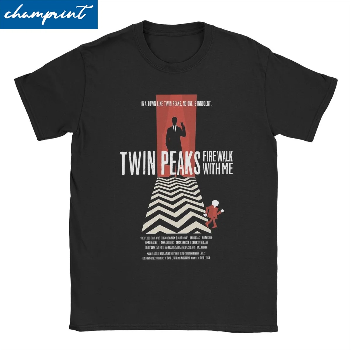 Poster David Lynch T-Shirts Men Women\'s Crewneck Pure Cotton T Shirts Twin Peaks TV Show Short Sleeve Tee Shirt Adult Clothing