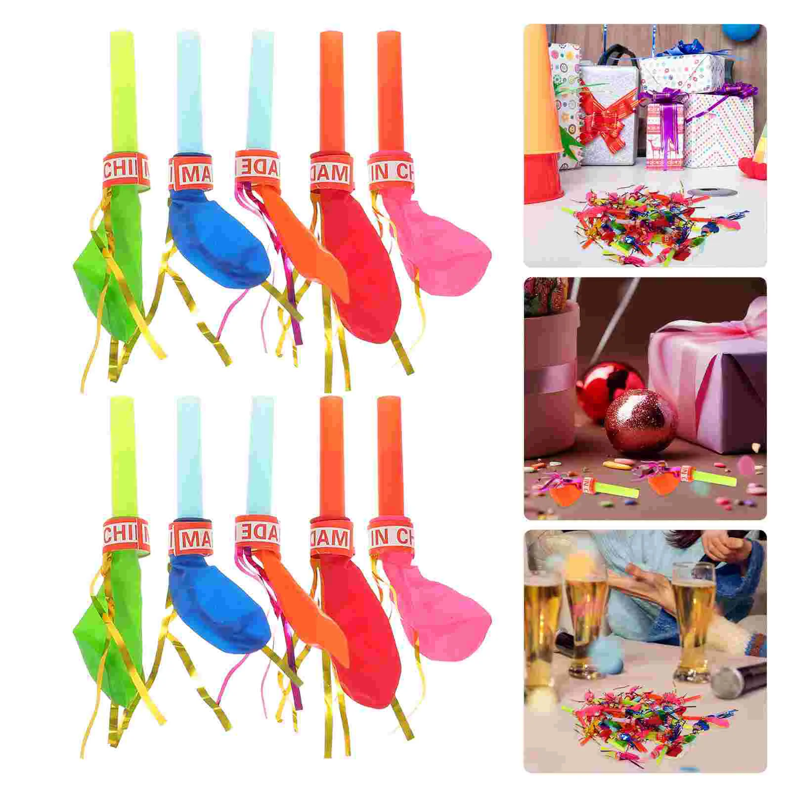 

100 PCS Balloon Blowouts Party Favors Music Blowers Noisemakers Plastic Musical Whistles