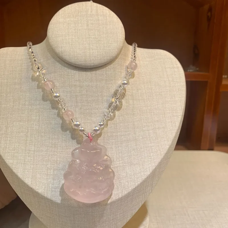 Pink Crystal General Fox Nine-tailed Fox Necklace Girlfriend Gift Spring and Summer Sweet Clavicle Chain Crystal Fox