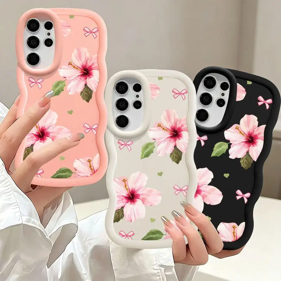 Pink Hibiscus Soft Phone Cover Case for Samsung Galaxy S26 S23 Plus S21 S22 Ultra S24 S25 S24+ S25+ S20 FE