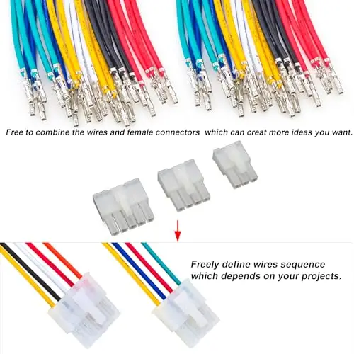 Conector de paso Mini-Fit Jr de 4,2mm con Cables de 20AWG, Molex Mini-Fit Jr de una sola fila, 1/2/3/4/5/6Pin 5557 (MX4.2-5557-Single)