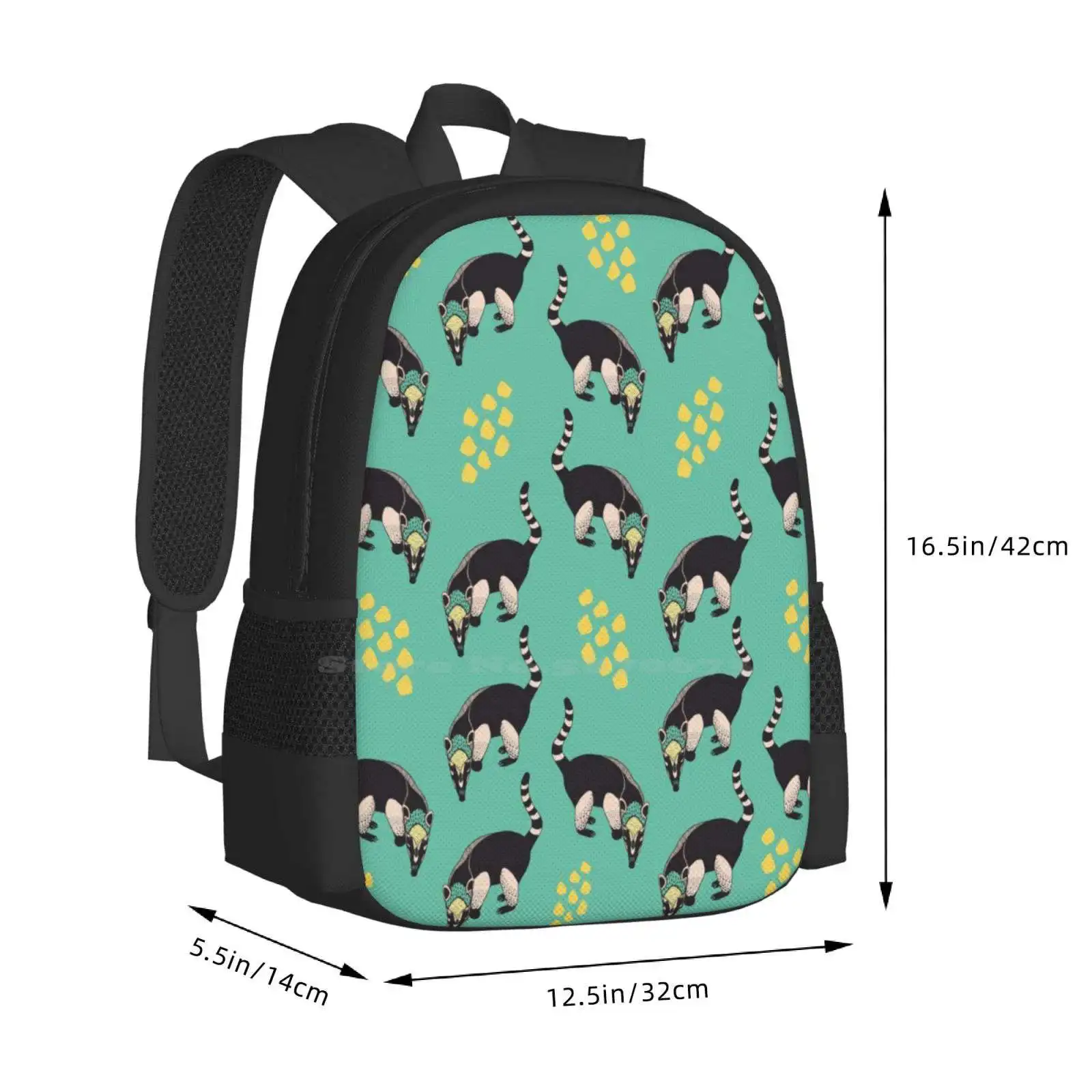 Coati Pattern Design Bag Student'S Backpack Coati Animal Nature Illustration Cute Trendy Jungle Pattern