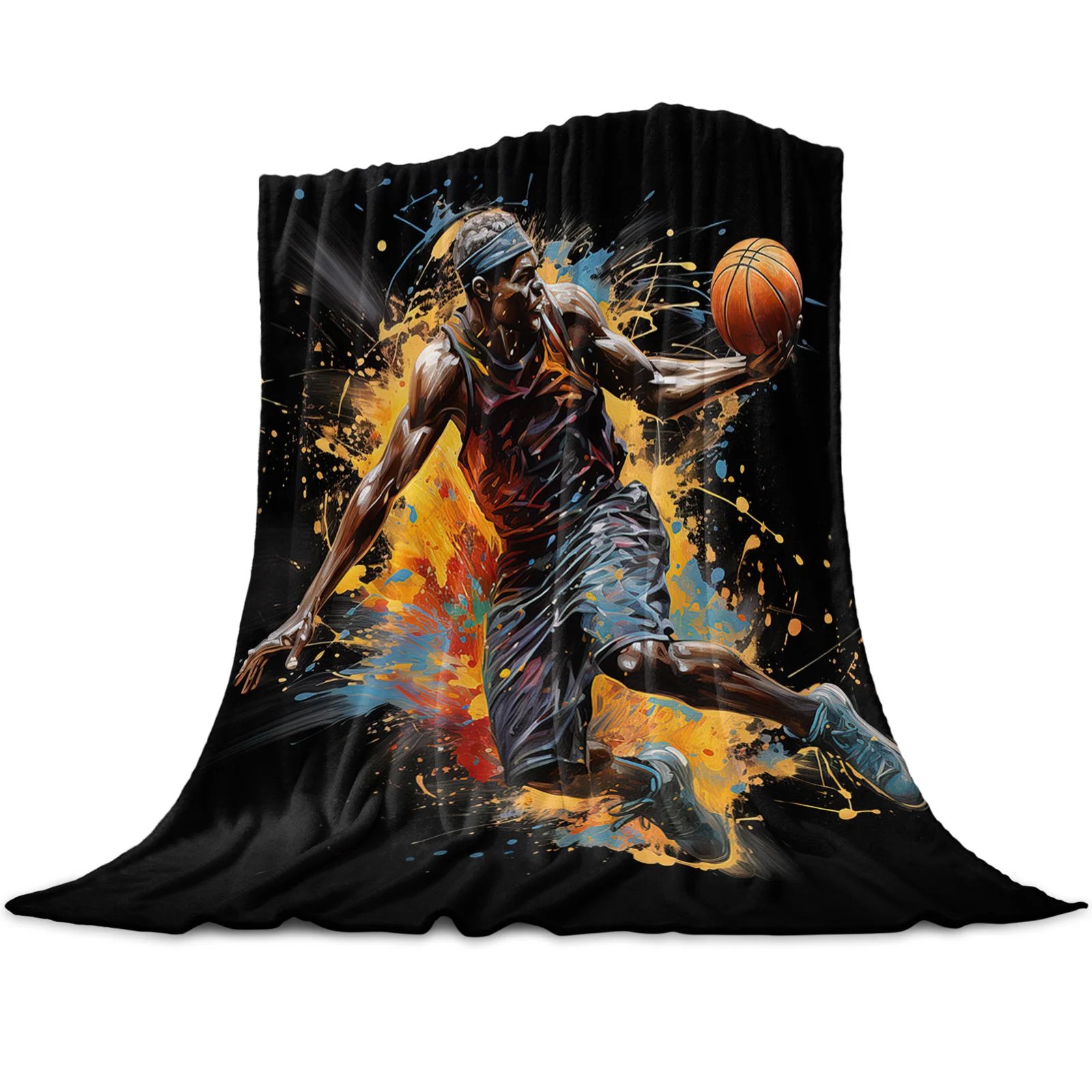 Sports Style Athlete Basketball Blankets Portable Soft Throw Blanket for Bed Office Bedspread Home Decor Flannel Blanket