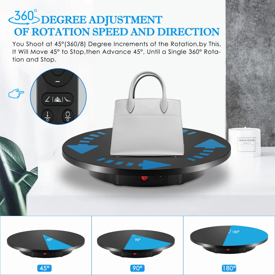 Imagem -03 - Suporte de Exibição Giratório Elétrico com Controle Remoto 42cm Base de Mesa Giratória 360 Graus Carga 100kg Velocidade Ajustável Fundo