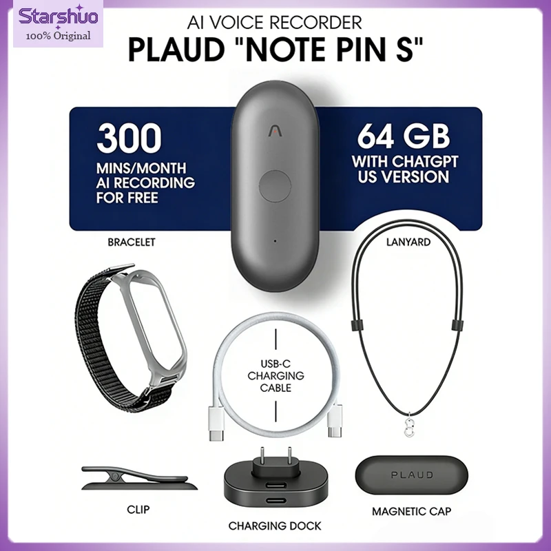 

Новый цифровой диктофон Plaud Note Pin S AI для совещаний и записей, эффективный офисный инструмент для бизнеса и учебы, глобальная версия