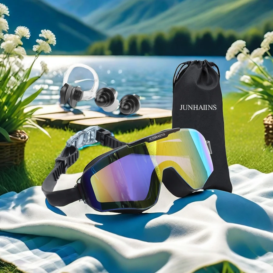 

Очки для плавания в большой гальванической оправе — противотуманные UV400, силиконовый ремешок, HD Vision для взрослых