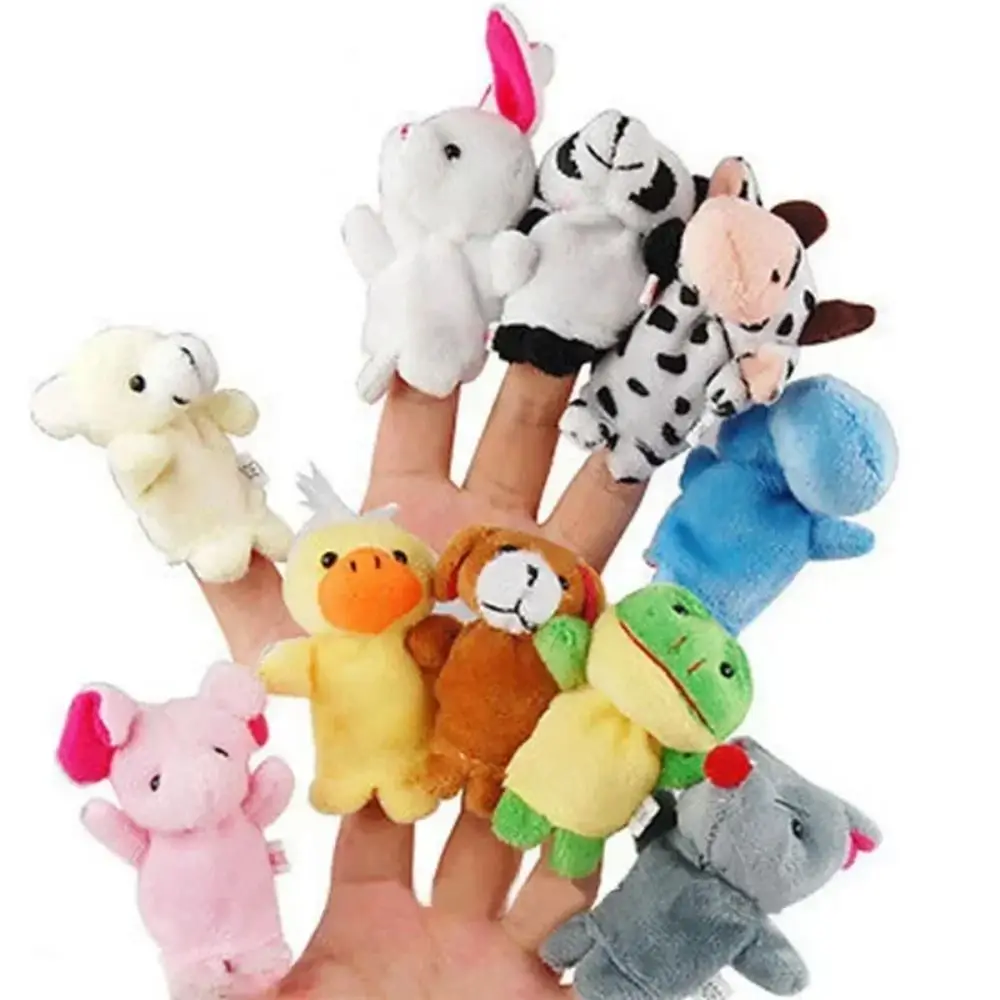 10Pcs Funny Cartoon Hand Finger Puppets Dolls Cute Finger Soft Children Gifts Animal Hand Puppets Parent-Unisex Game Props