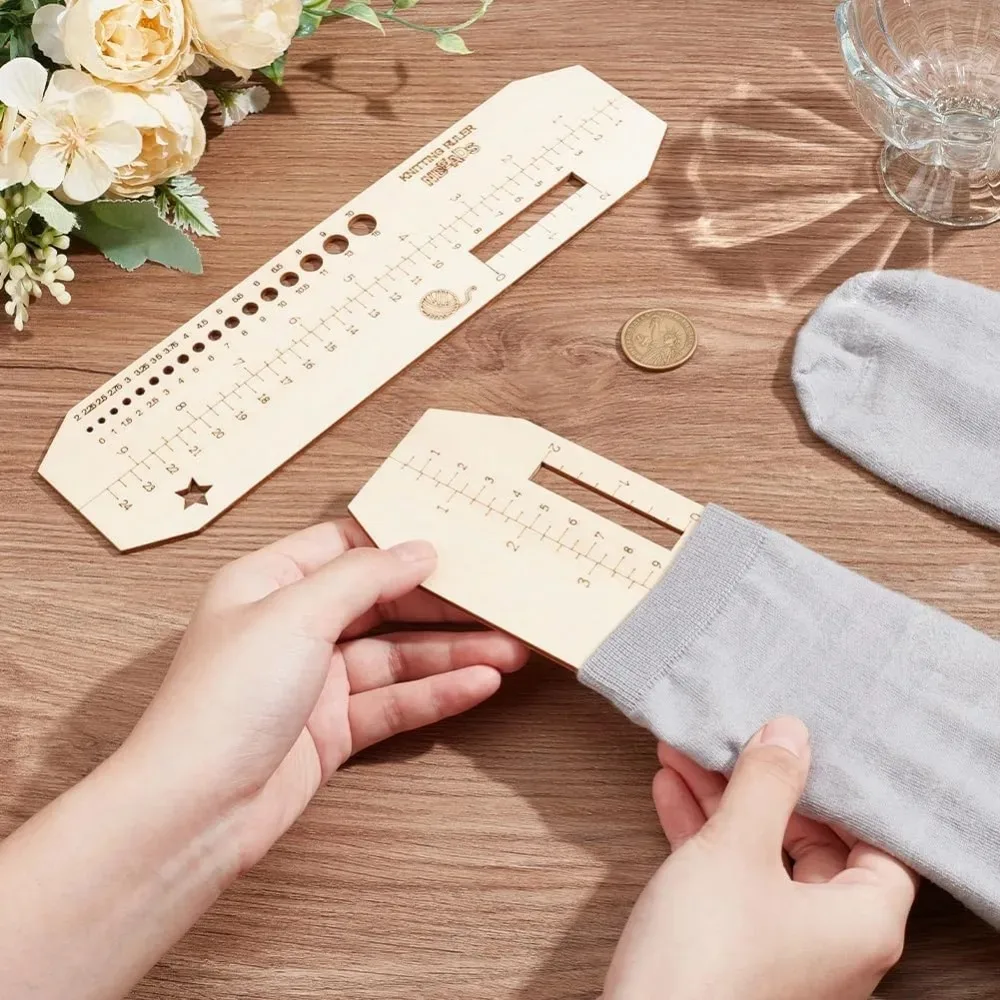 2 Stuks 2 Maten Hout Breien Liniaal 10-12X2.8 Inch Houten Sok Liniaal Breien Gehaakte Naald Gauge Weven gereedschap Handgemaakte Cadeau