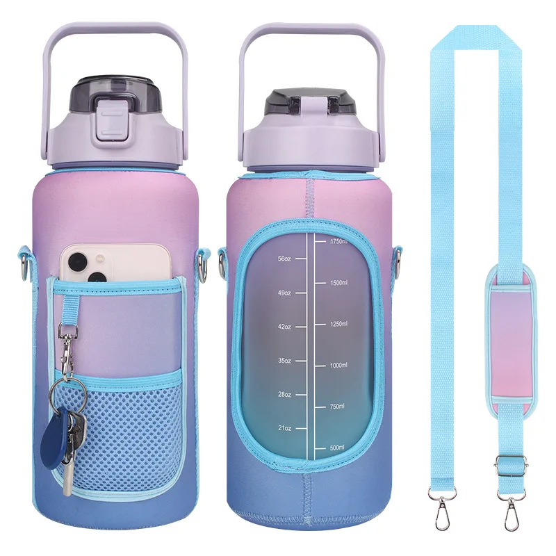 

2L Large Capacity Anti-Slip Water Bottle Carrier Bag With Strap Gym Bottle With Storage Sleeve Pocket For Hot Water(Only Sleeve)