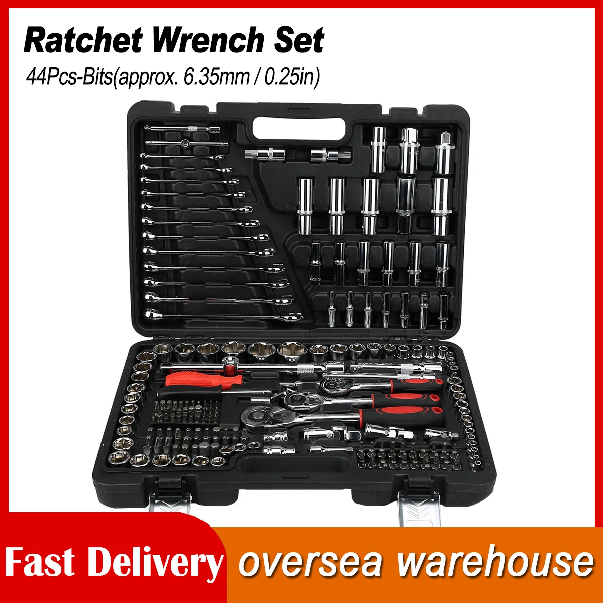 

215Pcs Ratchet Wrench Tool Set 1/4in 3/8in 1/2in Socket Set Tool Case Hand Tool Kits + Box LPD0005‑7 Ratchet Set Hand Tool Kits