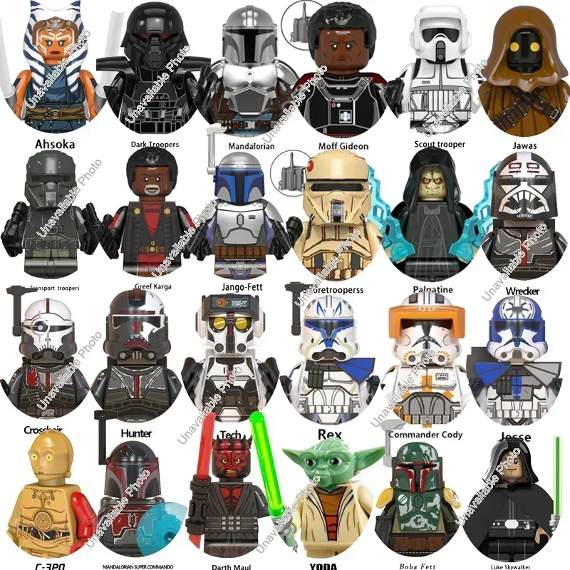 Hot Toys New 24Pcs Star Wars Mandalorians Doomsday Commander Dath Vader Luke Skywalker Kyloren Building Blocks Bricks Figure Toy