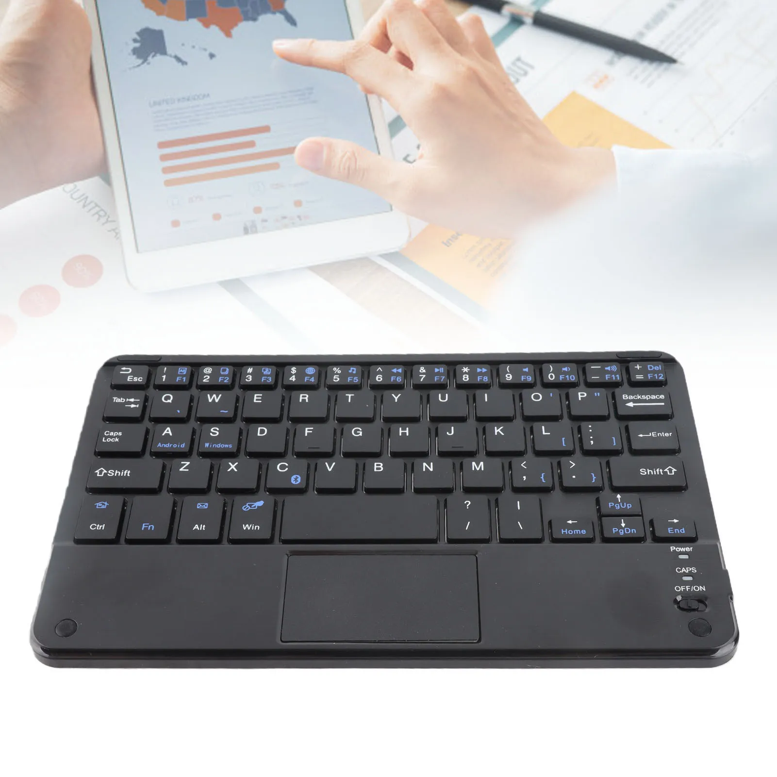 59 Keys Mini Wireless Keyboard Type C Charging UltraSlim Bluetooth Keyboard with Touchpad for Windows / Android / iOS image 3