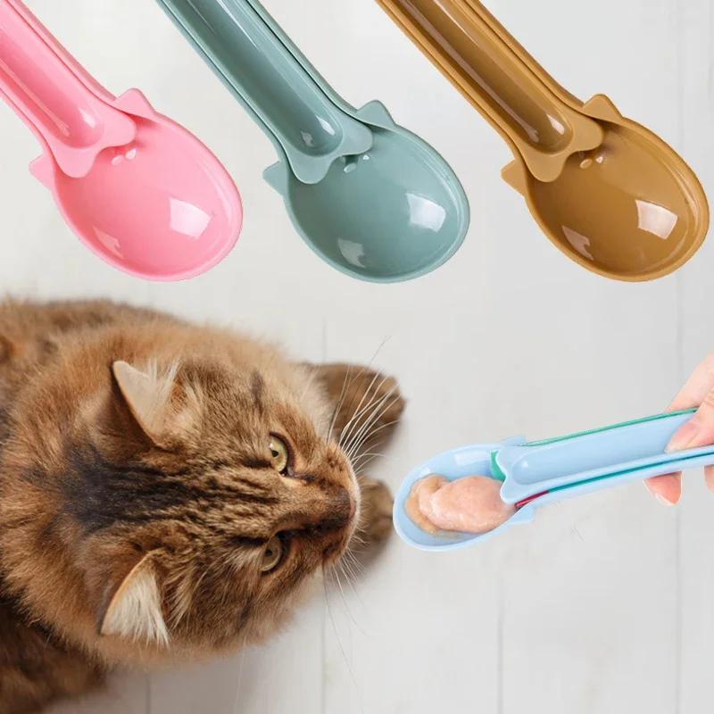 Cat Feeder Pet Liquid Snack Squeeze Spoon Cat Feeder Spoon Feeding Supplies for Indoor Kitten Wet Food Treat Accessories