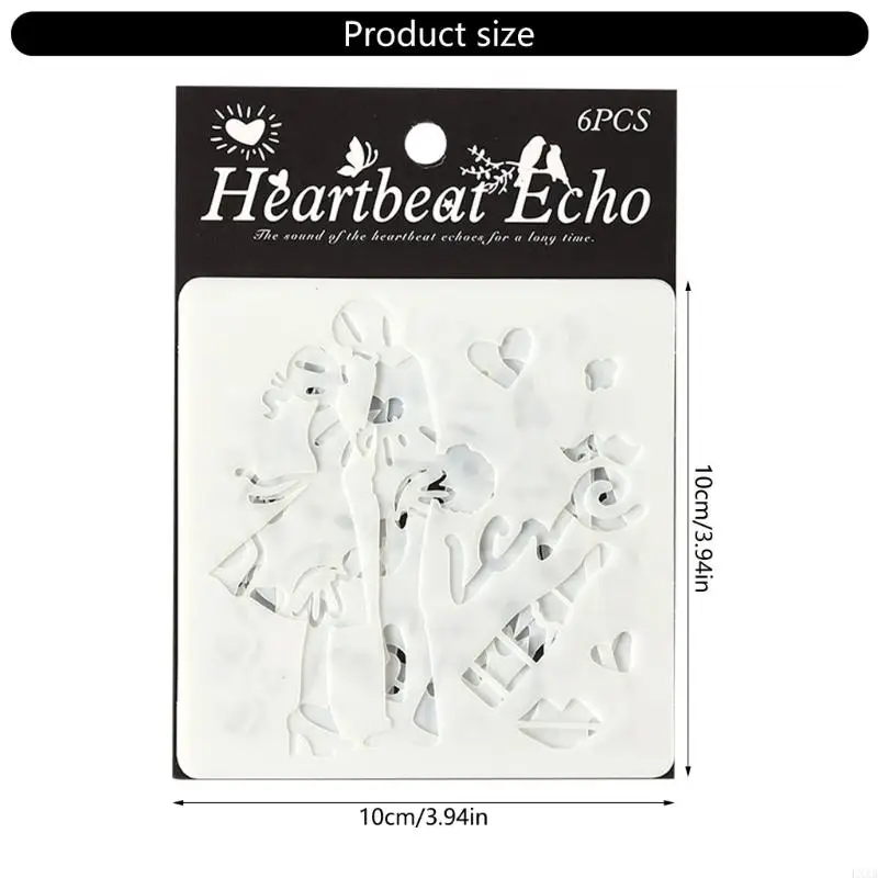 LXAA 6 PCS قوالب رسم القلب للحيوانات الأليفة الإستنسل الفن والطين الحرفي لأنشطة الفصول الدراسية وصياغة