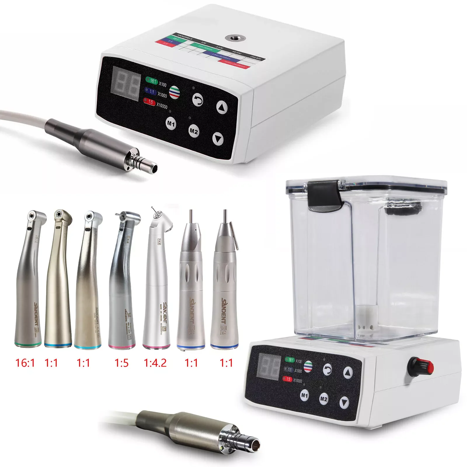 Dental Brushless LED Electric Motor /1:1 /1:5 /16:1 Fiber Optic Led Contra Angle Handpiece For Lab Practice