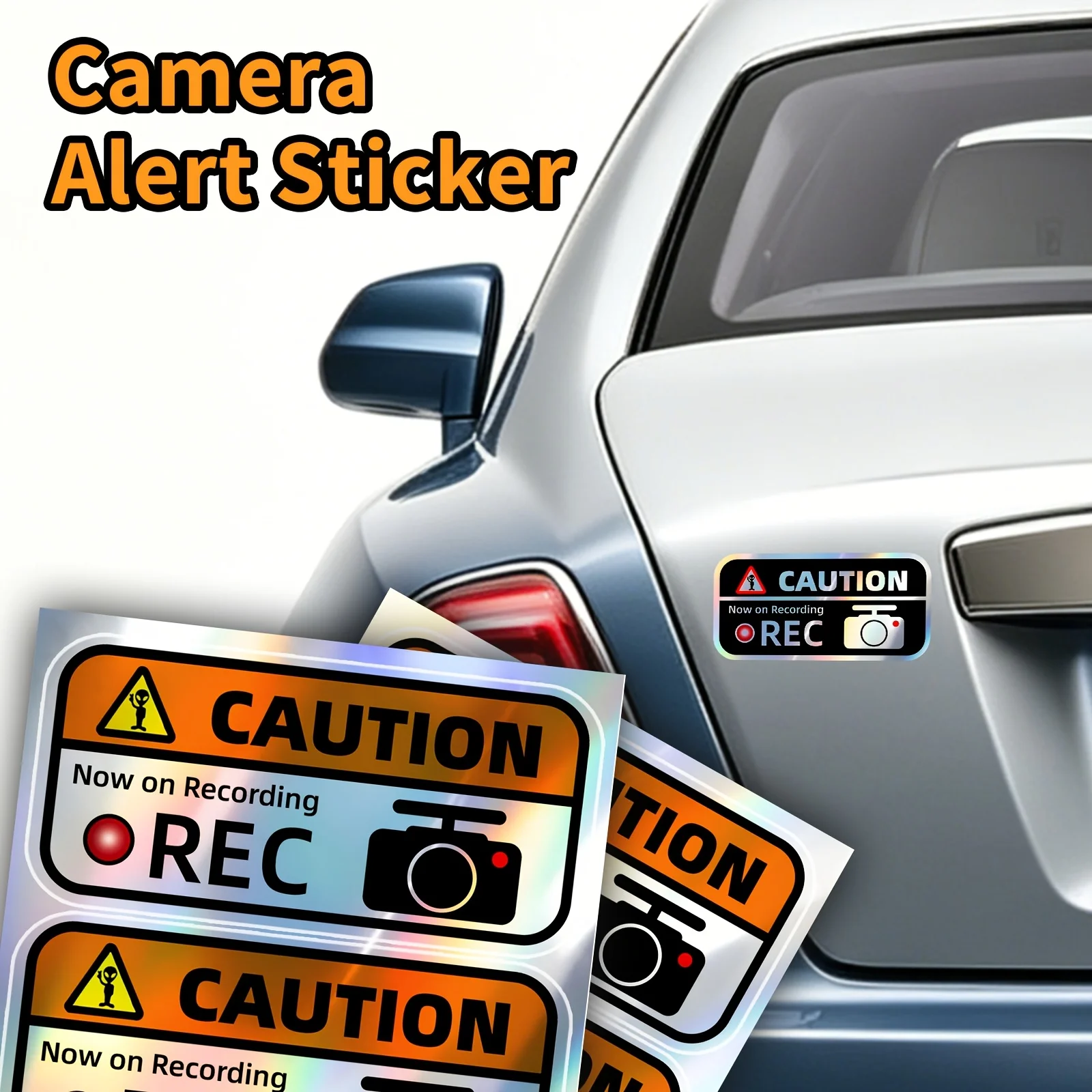 CAUTION REC Sticker Flat Matte Vinyl Dash Cam Warning Decal Waterproof Scratch Resistant Removable Window Helmet Safety Decor