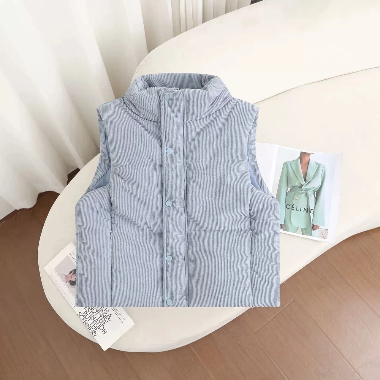 

Женская осень/зима 2021, новая однотонная свободная хлопковая куртка на молнии, вельветовый короткий жилет, пальто