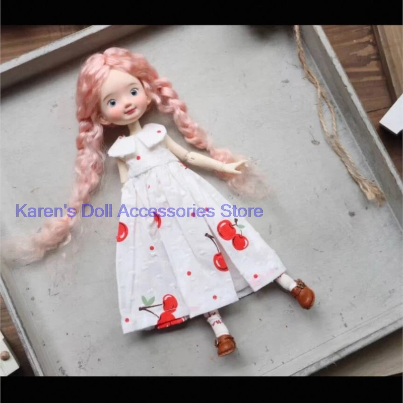 1pcs one-piece dress cherry pattern for landoudou/Blythe(Fit for Lulu,ymy24,Ob22,24,26,zone, Jenny)
