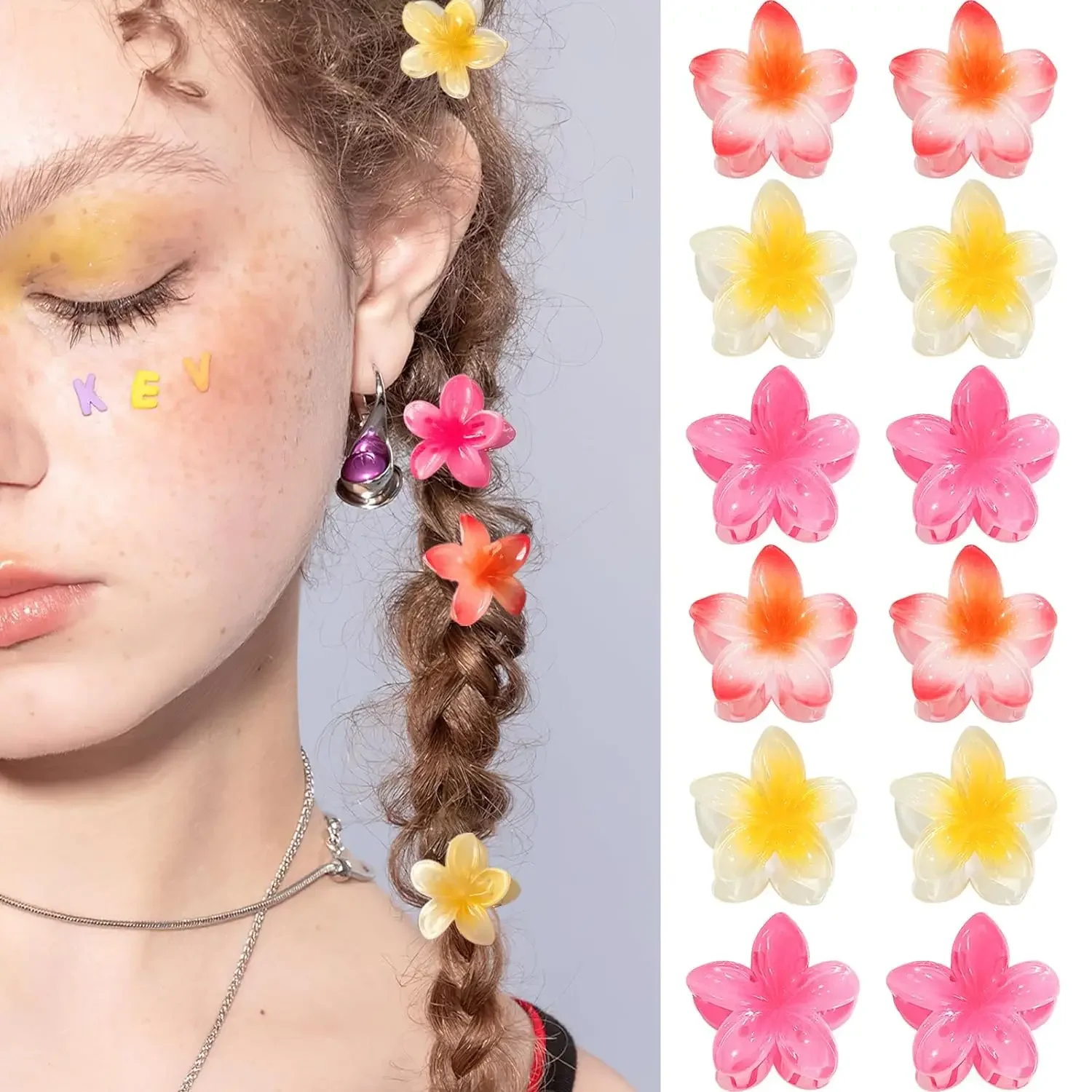 1Pc Leuke Mini Bloem Haar Klauw Zoete Gradiënt Acryl Haarspelden Voor Vrouwen Meisjes Pony Haarspeldjes Haaraccessoires Hoofddeksels Geschenken