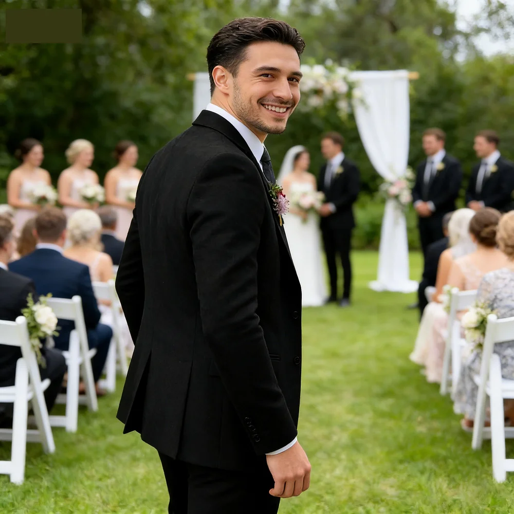 

Мужской свадебный смокинг из коричневого твида, 3-х предметный костюм с пиджаком в стиле «рыбья кость», с вырезанными лацканами, деловой твидовый костюм элегантного кроя