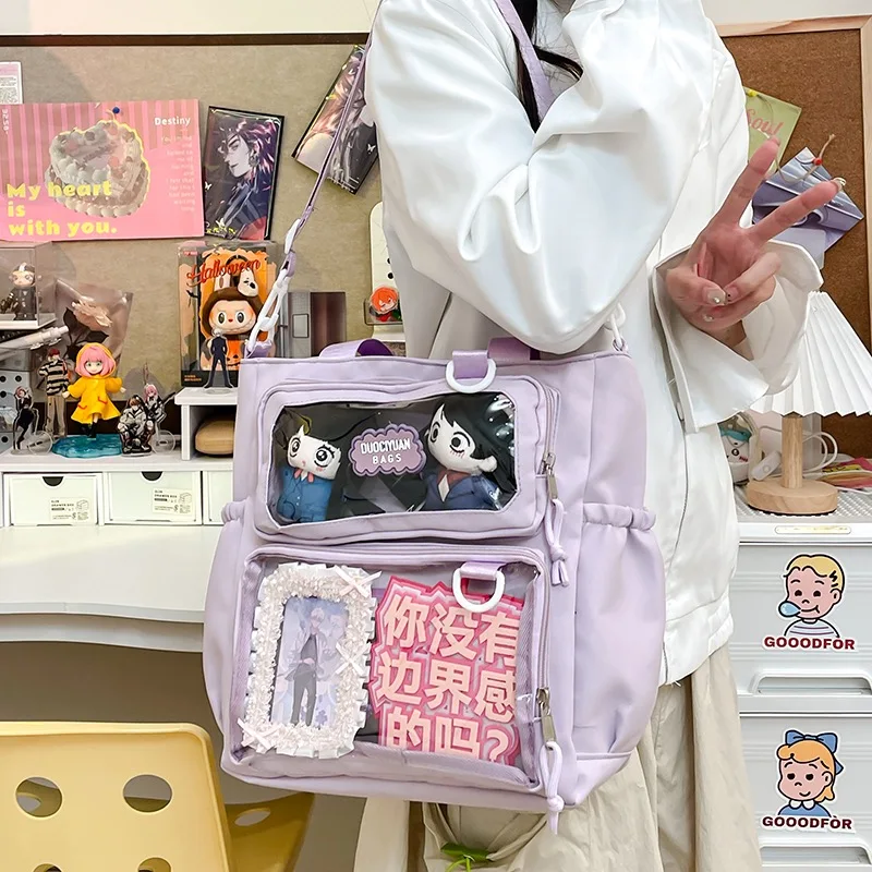 Japanese-Style Anime Ita Bag Large Capacity Shoulder Bag for Girls Clear Badge Display & Doll Storage Bag for Anime Convention