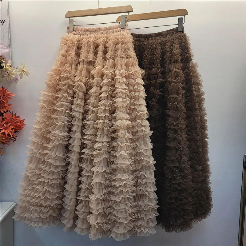 

2025 Autumn and Winter New Design Heavy-duty Multi-layer Cake Super Fairy Princess Half-length Skirt