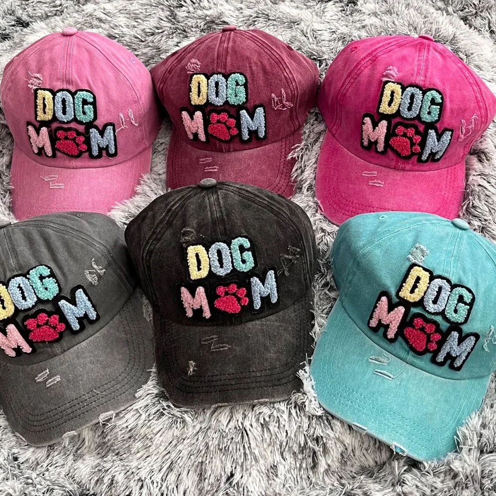 

Fashion DOG MAMA Letter Patches Baseball Caps Women Summer Sun Protection Peaked Cap Street Outdoor Sunshade Adjustable Hats