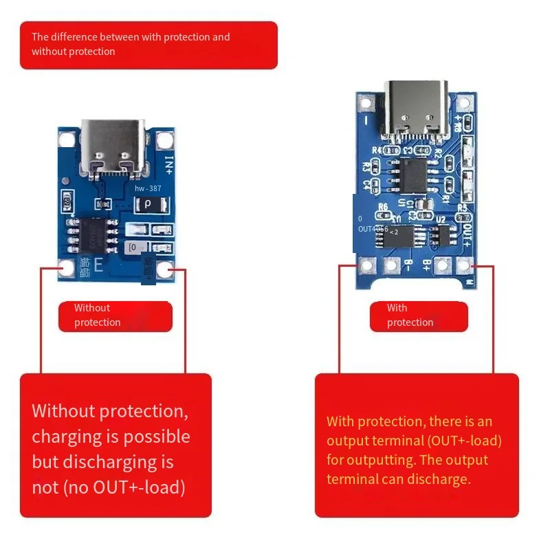 TP4056 module de charge 18650 1A batterie au lithium TYPE-C/MICRO interface protection contre les surintensités chargeur électronique