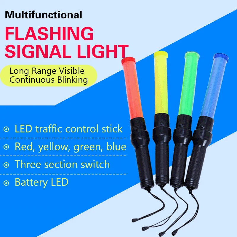 1PCS Flashing Signal Light Multifunctional Traffic Emergency Command Stick Battery Type LED Traffic Warning Light