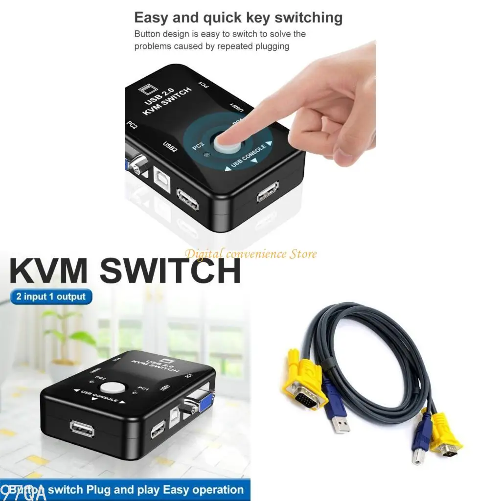

97qa USB KVM Switcher 1080p VGA для легкого двойного доступа к компьютеру Эффективное управление