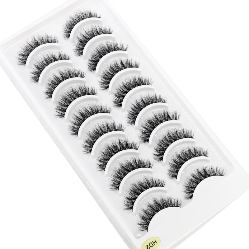 Faux-cils 3D en vison, 10 paires, courts, denses, pour maquillage, vente en gros