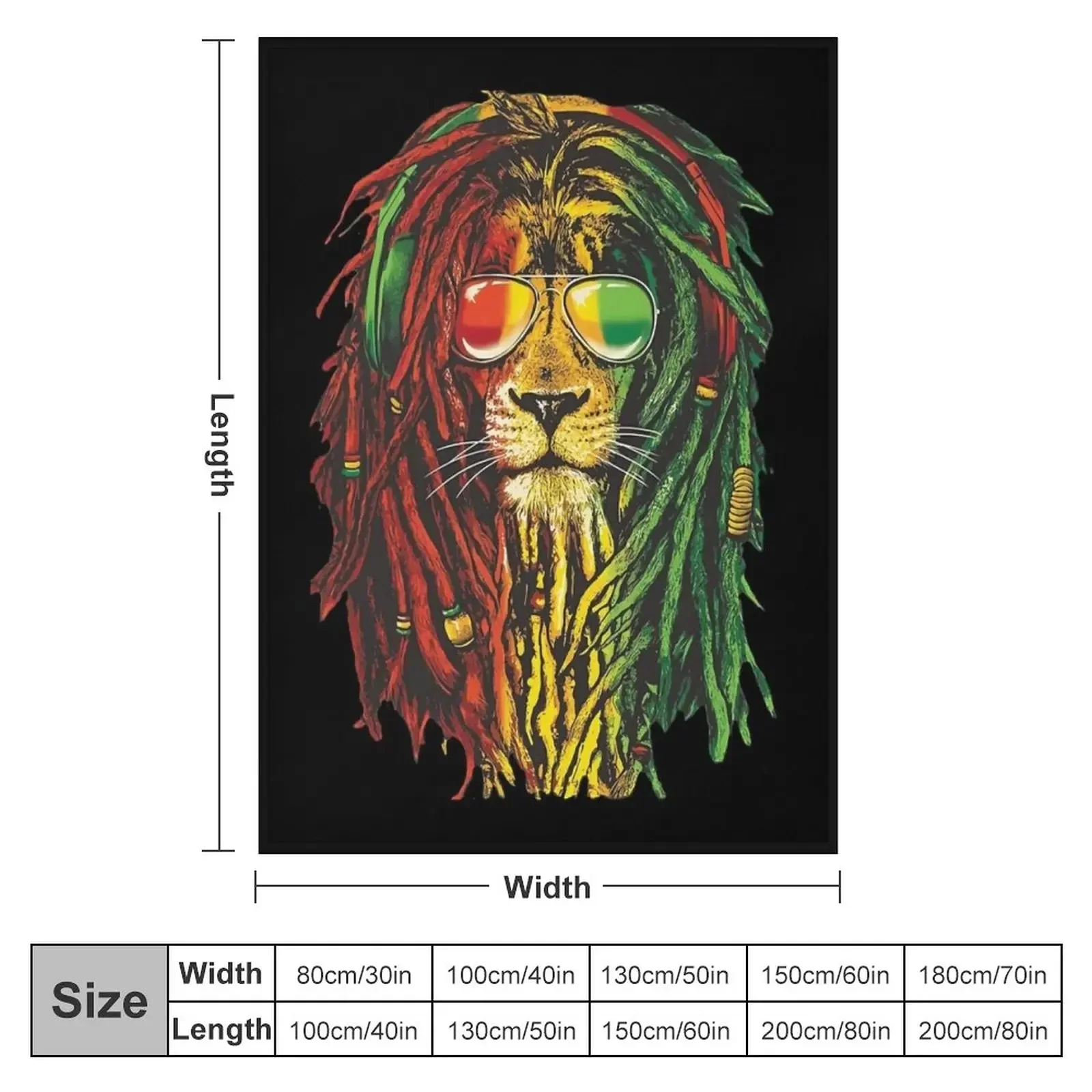 Bob Marley Rasta Lion Art for Reggae Lover Throw Blanket Beach Blankets For Baby Blankets