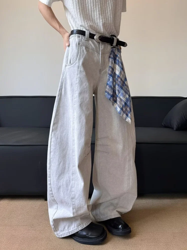 2026 Y2K Mode Gewaschene Weiße Baggy Plissierte Jeans für Herren – Lässige Luxus-Baumwollhose im Straight-Schnitt – Moda Hombre – Detail 10