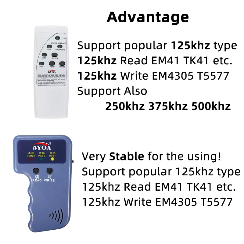 4 Frequency Rfid Card Reader Writer 125KHz Copier Duplicator ID Tags Programmer Light Indicator EM4305 T5577 Key Card Keyfob