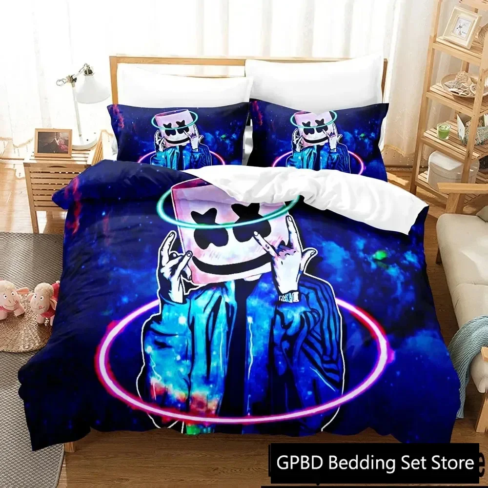 

3D Print Marshmallow DJ Bedding Set Duvet Cover Bed Set Quilt Cover Pillowcase Comforter king Queen Size Boys Adult Bedding Set