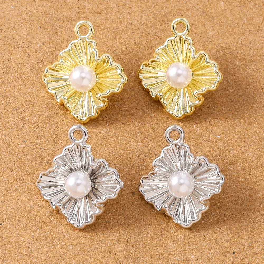 

5pcs Cute Alloy Pearl Flower Charms Pendants for Jewelry Making Necklace Earrings DIY Handmade Accessories Supplies